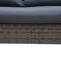 Outsunny 3 Piece Wicker Patio Furniture Set Outdoor Sofa Set with Glass Tabletop, Cushions Metal Frame for Balcony, Patio, Grey(m-11)