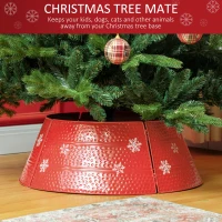 HOMCOM Christmas Tree Collar, Steel Tree Ring Skirt, Home Xmas Decoration for Christmas Tree, 26" x 26" x 9", Red(m-4)