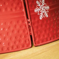 HOMCOM Christmas Tree Collar, 26" Metal Tree Ring Skirt, Home Xmas Decoration with Snowflake Engraving, Red(m-9)