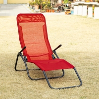 Outsunny Foldable Patio Lounge Chair, Outdoor Beach Lounger with Breathable Mesh Fabric, Zero Gravity Chair with Reclining, Footrests, and Armrests, for Garden, Pool, Red