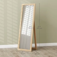 HOMCOM 58" x 20" Floor Standing Mirror, Full Body Mirror for Bedroom, Living Room, Oak(m-3)