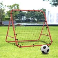 HOMCOM Volleyball Rebounder Net Football Training Aid Kickback Target Play Red(m-8)