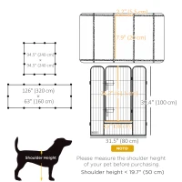 PawHut Dog Pen with Gate, 12 Panels Puppy Playpen, Dog Fence, 39"H(m-3)