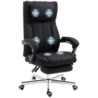 Vinsetto High-Back Massaging Office Chair Reclining Office Chair with Footrest Headrest Swivel Wheels Adjustable Height Black(m-1)