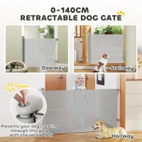 PawHut Retractable Dog Gate Extends Up to 55" Wide, 34" Tall, for Stairs, Doorways, Hallways, Indoor and Outdoor, Grey(m-4)