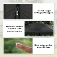 Outsunny 12' x 12' Hexagon Automatic Pop Up Screen Tents, Camping Shelter w/ Mesh Sidewalls and Carry Bag Black(m-5)