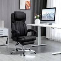 Vinsetto High-Back Massaging Office Chair Reclining Office Chair with Footrest Headrest Swivel Wheels Adjustable Height Black(m-10)