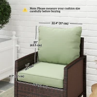 Outsunny 4-Piece Seat Cushion Pillows Replacement, Patio Chair Cushions Set with Back for Indoor Outdoor, Green(m-3)