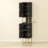 kleankin Tall Bathroom Storage Cabinet, Modern Narrow Bathroom Cabinet with Diamond Chevron Pattern and Adjustable Shelf, Black(m-3)