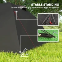 Outsunny 2-4 Man Camping Tent, 3000mm Waterproof Tunnel Tent with 2 Rooms, Sewn-in Groundsheet, 3 Doors and Hook(m-6)
