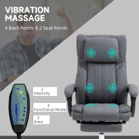 Vinsetto High-Back Massaging Office Chair Reclining Office Chair with Footrest Headrest Swivel Wheels Adjustable Height Gray(m-4)