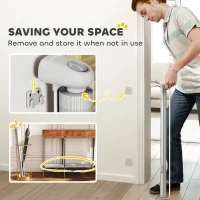 PawHut Retractable Dog Gate Extends Up to 55" Wide, 34" Tall, for Stairs, Doorways, Hallways, Indoor and Outdoor, Grey(m-7)