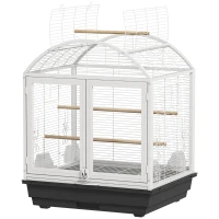 PawHut 30 Inch Open Top Bird Cage with Removable Tray, Food Container for Medium Small Bird, Finches, Dark Grey(m-2)