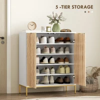 HOMCOM Shoe Storage Cabinet for 15 Pairs, Freestanding Shoe Cabinet with Doors and Adjustable Shelves for Hallway, White(m-4)