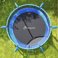 Soozier 8ft Trampoline Outdoor, ASTM Certified, with Circular Base, Enclosure Net, Ladder and Curved Poles(m-9)