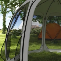 Outsunny 11' x 11.5' Screen Tent, Pop Up Camping Gazebo with Portable Carry Bag and 2 Doors, Grey(m-9)