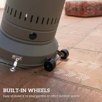 Outsunny 48000 BTU Portable Outdoor Propane Heater, Free Standing Adjustable Patio Gas Heater with Tip-over Protection and Wheels for Garden, 32.3" x 32.3" x 87.8", Grey(m-9)
