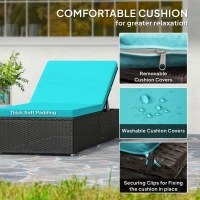 Outsunny 3pc Rattan Lounge Chair Set with Side Table Outdoor Patio Synthetic Rattan Wicker Sun Bed Set with Cushion(m-5)