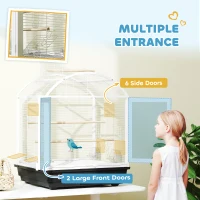 PawHut 30 Inch Open Top Bird Cage with Removable Tray, Food Container for Medium Small Bird, Finches, Dark Grey(m-7)