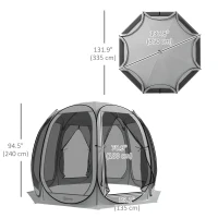 Outsunny 11' x 11.5' Screen Tent, Pop Up Camping Gazebo with Portable Carry Bag and 2 Doors, Grey(m-3)