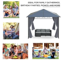Outsunny 10' x 10' Polycarbonate Hardtop Gazebo Canopy, Outdoor Patio Gazebo with Aluminum Frame & Curtains, Dark Grey(m-7)