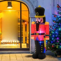 HOMCOM 6’ Christmas Inflatable Nutcracker Toy Soldier, Outdoor Blow-Up Yard Decoration with LED Lights Display(m-10)