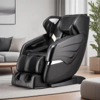 SL Track Massage Recliner with Bluetooth Speaker, Foot Roller, Airbag Massage, Zero Gravity Full Body Recliner, 54.5" L x 30" W x 43.5" H, Black(m-1)