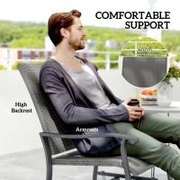 Outsunny Set of 2 Rattan Patio Glider, Wicker Outdoor Glider Swivel Chair with Steel Frame, High Back for Backyard Porch, Grey(m-7)