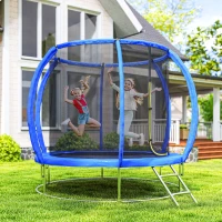 Soozier 8ft Trampoline Outdoor, ASTM Certified, with Circular Base, Enclosure Net, Ladder and Curved Poles(m-8)