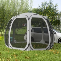 Outsunny 11' x 11.5' Screen Tent, Pop Up Camping Gazebo with Portable Carry Bag and 2 Doors, Grey(m-7)