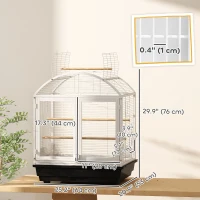 PawHut 30 Inch Open Top Bird Cage with Removable Tray, Food Container for Medium Small Bird, Finches, Dark Grey(m-3)