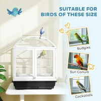PawHut 30 Inch Open Top Bird Cage with Removable Tray, Food Container for Medium Small Bird, Finches, Dark Grey(m-9)