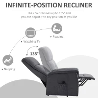 HOMCOM Power Lift Chair Electric Recliner Sofa for Elderly with Remote Control & Side Pocket for Living Room, Grey(m-5)