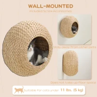 PawHut Cat Wall Shelf with Washable Cushion, Wall Mounted Cat Condo Furniture for Indoor Kittens, Beige(m-4)