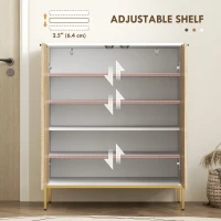 HOMCOM Shoe Storage Cabinet for 15 Pairs, Freestanding Shoe Cabinet with Doors and Adjustable Shelves for Hallway, White(m-5)