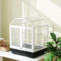 PawHut 30 Inch Open Top Bird Cage with Removable Tray, Food Container for Medium Small Bird, Finches, Dark Grey(m-10)
