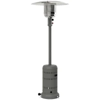 Outsunny 48000 BTU Portable Outdoor Propane Heater, Free Standing Adjustable Patio Gas Heater with Tip-over Protection and Wheels for Garden, 32.3" x 32.3" x 87.8", Grey(m-2)