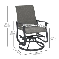 Outsunny Set of 2 Rattan Patio Glider, Wicker Outdoor Glider Swivel Chair with Steel Frame, High Back for Backyard Porch, Grey(m-3)