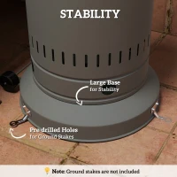 Outsunny 48000 BTU Portable Outdoor Propane Heater, Free Standing Adjustable Patio Gas Heater with Tip-over Protection and Wheels for Garden, 32.3" x 32.3" x 87.8", Grey(m-7)