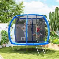 Soozier 8ft Trampoline Outdoor, ASTM Certified, with Circular Base, Enclosure Net, Ladder and Curved Poles(m-1)