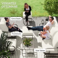 Outsunny 5 Piece Backyard Patio Furniture Set, Outdoor Furniture Set with 2 Rocking Chairs, 3-Seat Sofa, and 2 Ottomans, Beige(m-6)