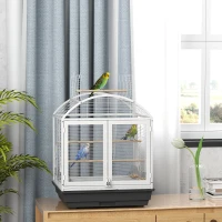 PawHut 30 Inch Open Top Bird Cage with Removable Tray, Food Container for Medium Small Bird, Finches, Dark Grey(m-8)