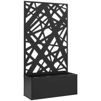 Outsunny Metal Planter Box Raised Garden Bed with Decorative Privacy Screen, Wall-mounted or Freestanding, 24" x 9.1" x 44.5"(m-12)