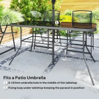 Outsunny 8 Piece Outdoor Dining Set, Patio Furniture Set with Umbrella, 6 Folding Chairs, Rectangle Table and Mesh Seat, Black(m-8)