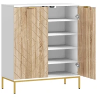 HOMCOM Shoe Storage Cabinet for 15 Pairs, Freestanding Shoe Cabinet with Doors and Adjustable Shelves for Hallway, White(m-2)