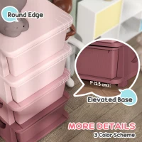 Qaba 4 Tier Kids Toy Organizer and Storage Bins with 4 Plastic Drawers, Pink(m-5)