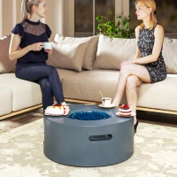 Outsunny 30" Round Propane Fire Pit Table 50,000 BTU Outdoor Gas Fire Table with Waterproof Cover, Decorative Glass Rocks, Tank Holder, Grey(m-10)