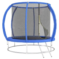 Soozier 8ft Trampoline Outdoor, ASTM Certified, with Circular Base, Enclosure Net, Ladder and Curved Poles(m-11)