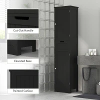 HOMCOM Freestanding Bathroom Cabinet with Drawer and 2 Doors, Tall Bathroom Cupboard for Kitchen, Study, Living Room(m-6)