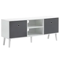 HOMCOM Modern TV Stand Cabinet with Foldable Drawers and Shelves for Living Room, Bedroom, White(m-2)